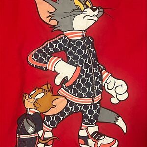 Tom & Jerry Unisex XL Red Long Sleeve Graphic T-Shirt Cartoon Theme